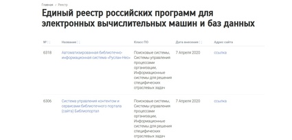 АБИС "Руслан-Нео" и CMS "Библипортал" официально признаны российскими программами
